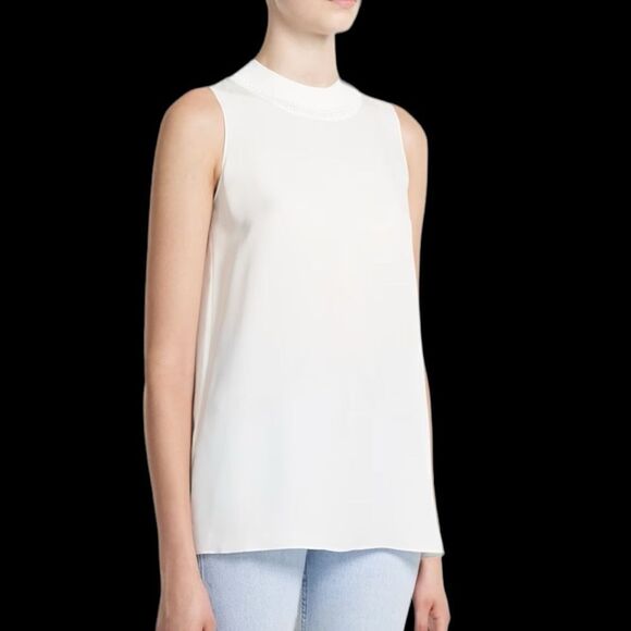 Theory | 100% Silk Ribbed Neck Shell Top - Picture 4 of 10